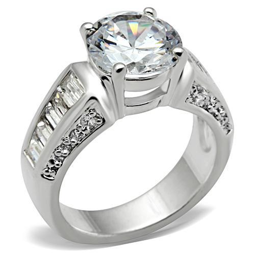 Silver 925 Sterling Silver Ring with AAA Grade CZ in Clear