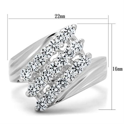 Silver 925 Sterling Silver Ring with AAA Grade CZ in Clear