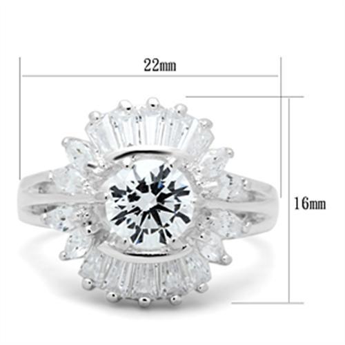 Silver 925 Sterling Silver Ring with AAA Grade CZ in Clear