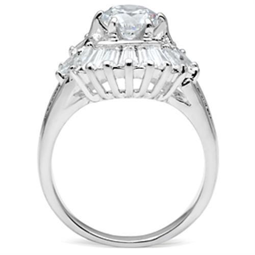 Silver 925 Sterling Silver Ring with AAA Grade CZ in Clear