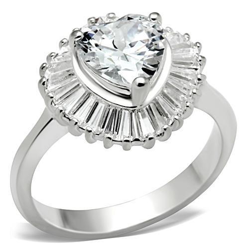 Silver 925 Sterling Silver Ring with AAA Grade CZ in Clear