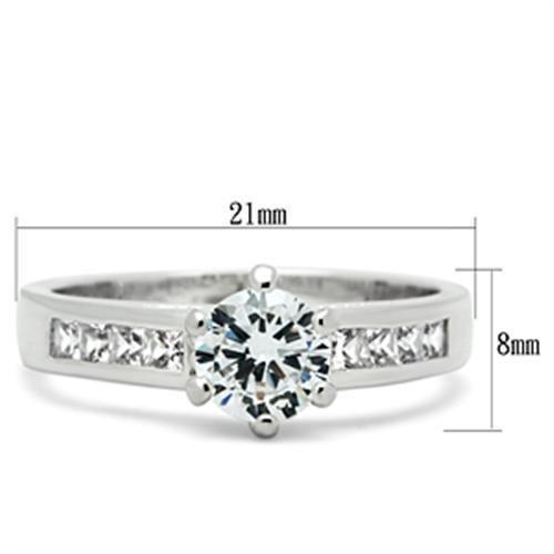 Silver 925 Sterling Silver Ring with AAA Grade CZ in Clear