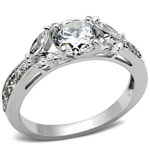 Silver 925 Sterling Silver Ring with AAA Grade CZ in Clear