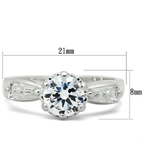 Silver 925 Sterling Silver Ring with AAA Grade CZ in Clear