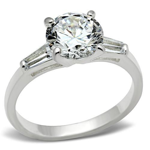 Silver 925 Sterling Silver Ring with AAA Grade CZ in Clear