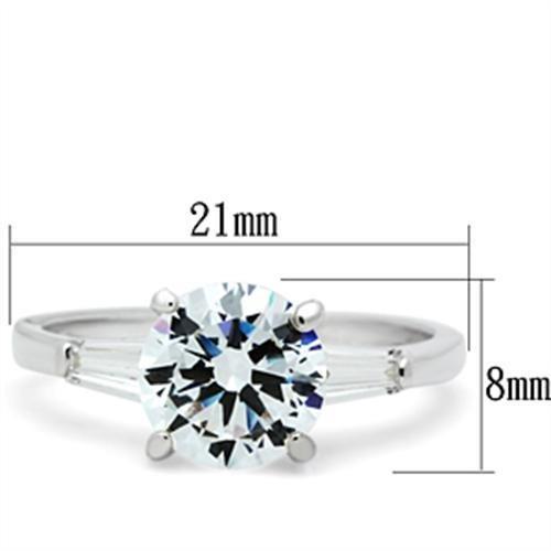 Silver 925 Sterling Silver Ring with AAA Grade CZ in Clear
