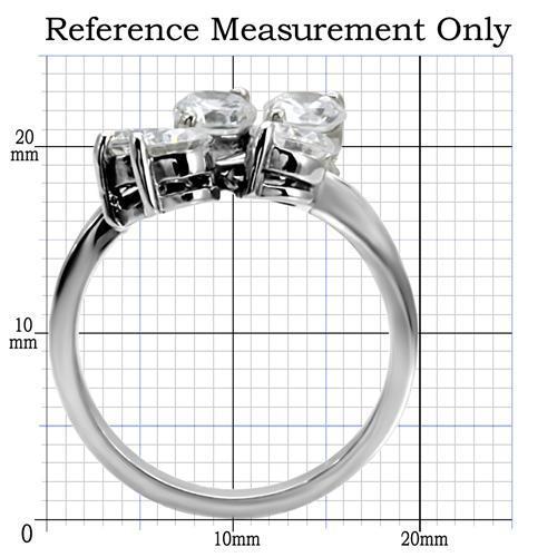 High polished (no plating) Stainless Steel Ring with AAA Grade CZ in Clear