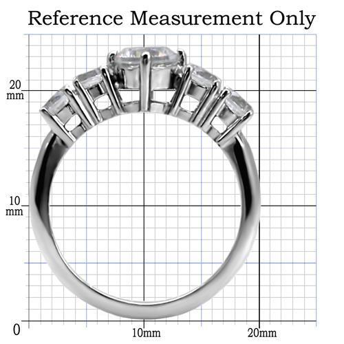High polished (no plating) Stainless Steel Ring with AAA Grade CZ in Clear