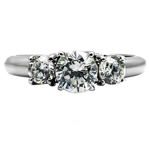 High polished (no plating) Stainless Steel Ring with AAA Grade CZ in Clear