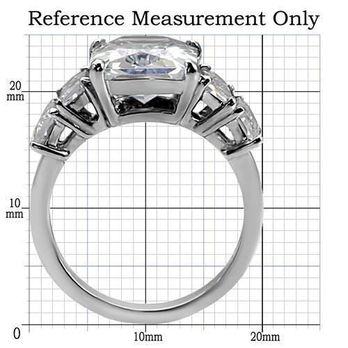 High polished (no plating) Stainless Steel Ring with AAA Grade CZ in Clear
