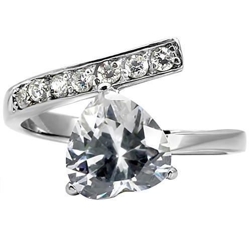 High-Polished Stainless Steel Ring with AAA Grade CZ in Clear