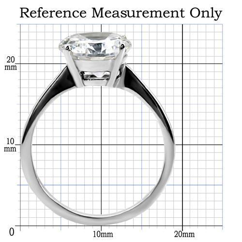 High polished (no plating) Stainless Steel Ring with AAA Grade CZ in Clear