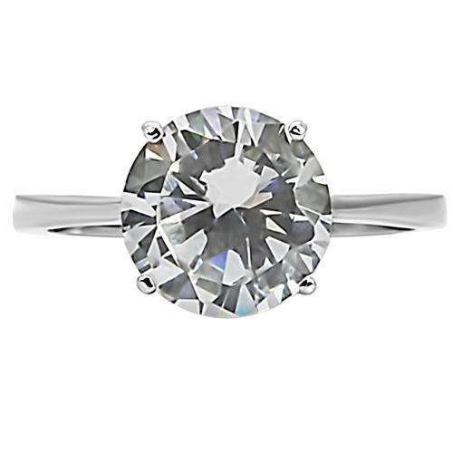 High polished (no plating) Stainless Steel Ring with AAA Grade CZ in Clear