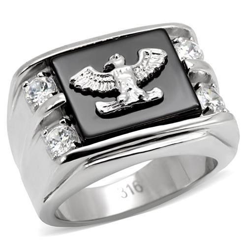 High-Polished Western Military Ring with Jet Black Onyx