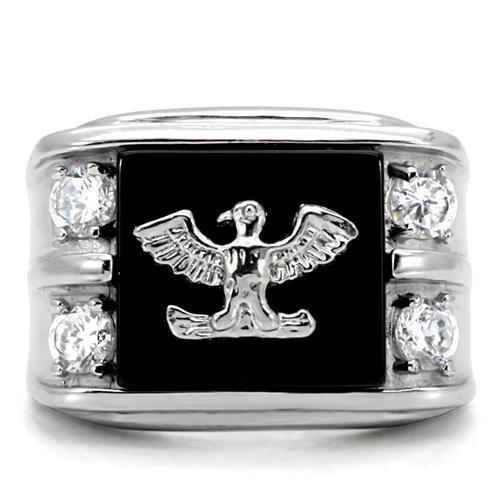 High-Polished Western Military Ring with Jet Black Onyx