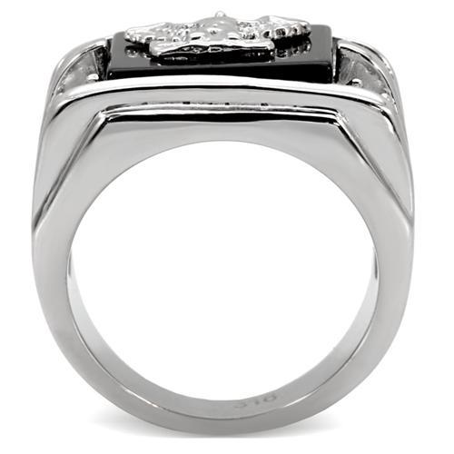 High-Polished Western Military Ring with Jet Black Onyx