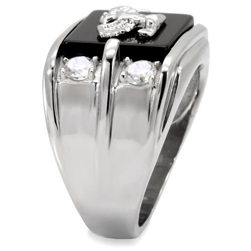 High-Polished Western Military Ring with Jet Black Onyx