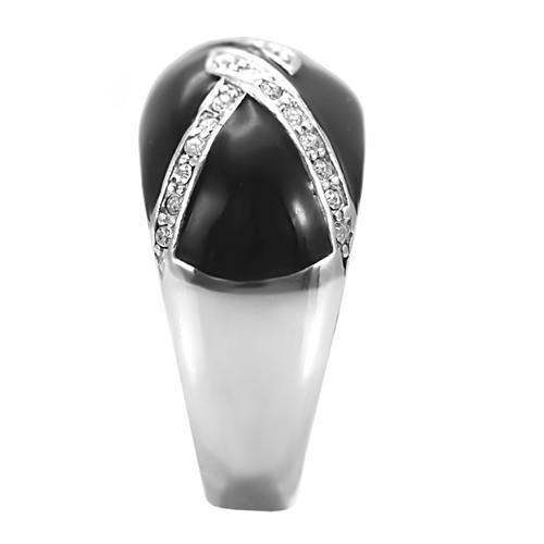 High polished (no plating) Stainless Steel Ring with Top Grade Crystal in Clear
