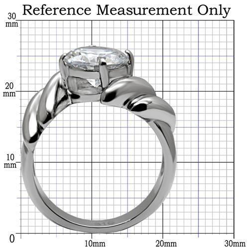 High polished (no plating) Stainless Steel Ring with AAA Grade CZ in Clear