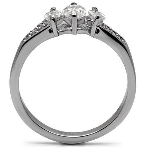 High polished (no plating) Stainless Steel Ring with AAA Grade CZ in Clear