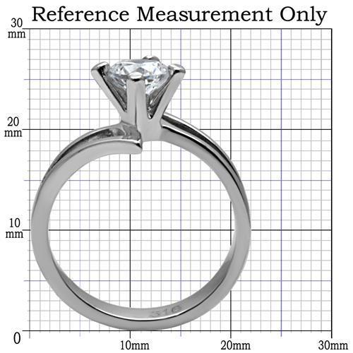 High polished (no plating) Stainless Steel Ring with AAA Grade CZ in Clear