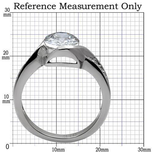 High polished (no plating) Stainless Steel Ring with AAA Grade CZ in Clear