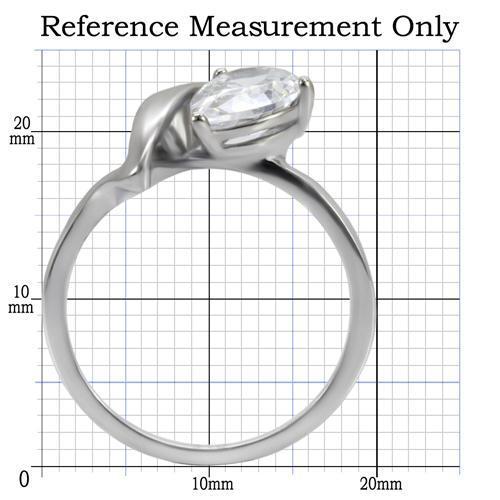 High polished (no plating) Stainless Steel Ring with AAA Grade CZ in Clear