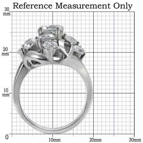 High polished (no plating) Stainless Steel Ring with AAA Grade CZ in Clear