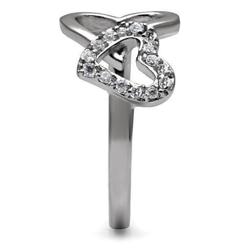 High polished (no plating) Stainless Steel Ring with AAA Grade CZ in Clear