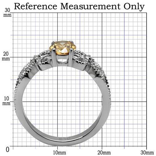 High polished (no plating) Stainless Steel Ring with AAA Grade CZ in Champagne