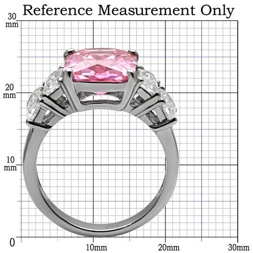 High polished (no plating) Stainless Steel Ring with AAA Grade CZ in Rose