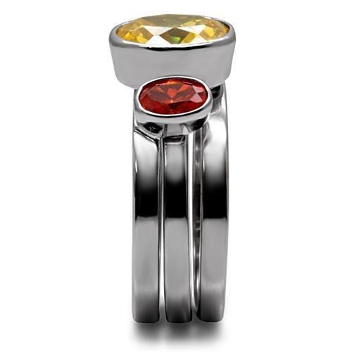 Stainless Steel, AAA CZ , Multi Color - TK095