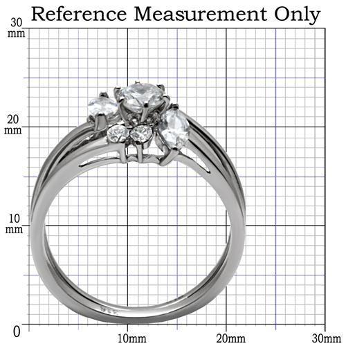 High polished (no plating) Stainless Steel Ring with AAA Grade CZ in Clear