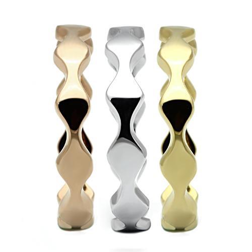 Three Tone (IP Gold & IP Rose Gold & High Polished) Stainless Steel Ring with No Stone