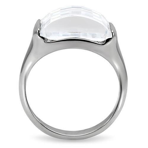 High polished (no plating) Stainless Steel Ring with AAA Grade CZ in Clear