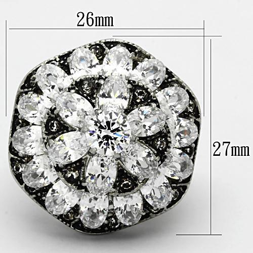 High polished (no plating) Stainless Steel Ring with AAA Grade CZ in Clear