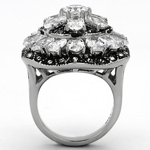 High polished (no plating) Stainless Steel Ring with AAA Grade CZ in Clear