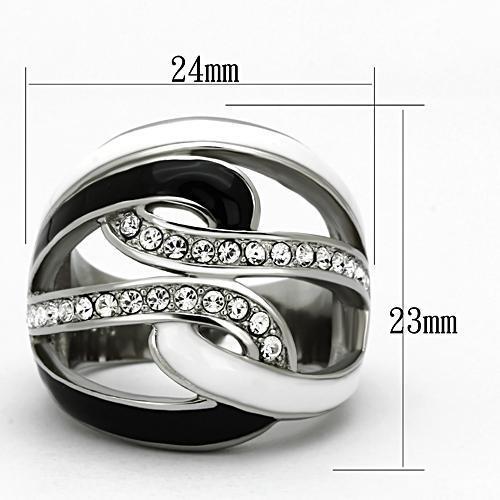 High polished (no plating) Stainless Steel Ring with Top Grade Crystal in Clear