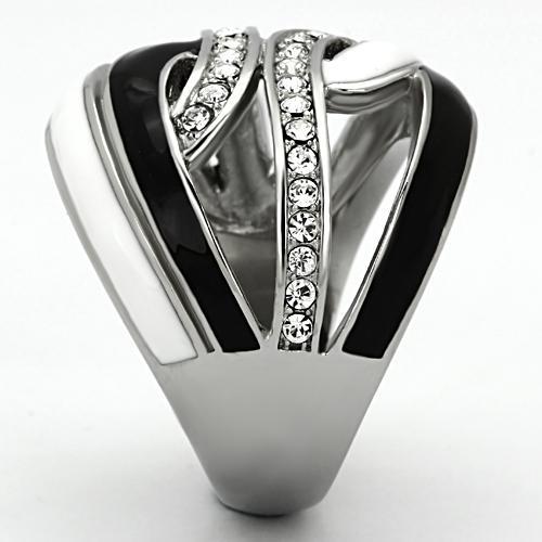 High polished (no plating) Stainless Steel Ring with Top Grade Crystal in Clear