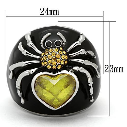 High polished (no plating) Stainless Steel Ring with AAA Grade CZ in Topaz