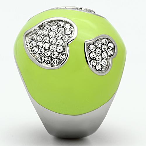 High polished (no plating) Stainless Steel Ring with Top Grade Crystal in Clear