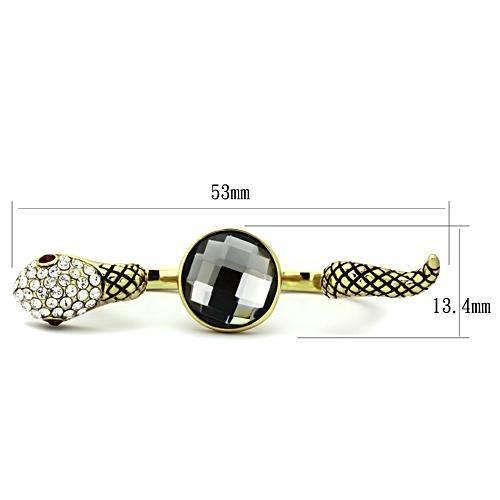 IP Gold(Ion Plating) Stainless Steel Ring with Synthetic Glass Bead in Black Diamond