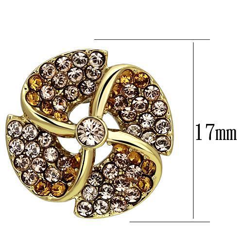 IP Gold(Ion Plating) Stainless Steel Earrings with Top Grade Crystal in Multi Color