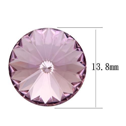 High polished (no plating) Stainless Steel Earrings with Top Grade Crystal in Light Amethyst