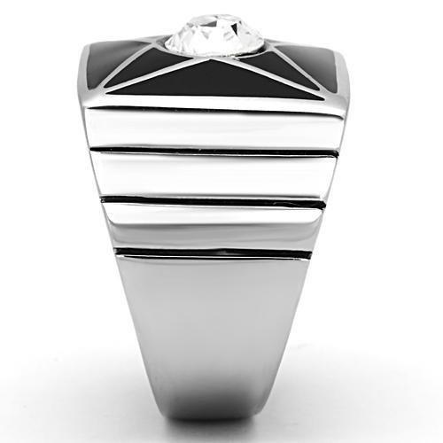 High polished (no plating) Stainless Steel Ring with Top Grade Crystal in Clear