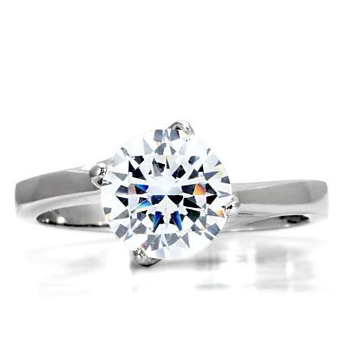 High polished (no plating) Stainless Steel Ring with AAA Grade CZ in Clear