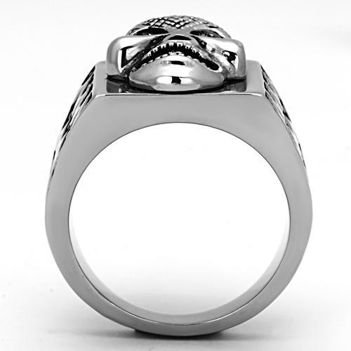 High polished (no plating) Stainless Steel Ring with Top Grade Crystal in Black Diamond