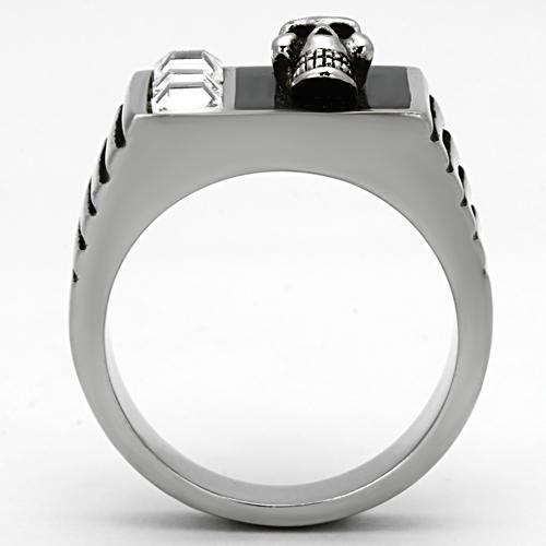 High polished (no plating) Stainless Steel Ring with Top Grade Crystal in Clear
