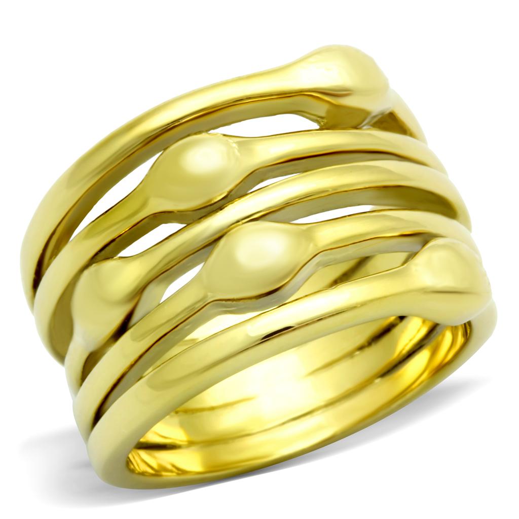 IP Gold(Ion Plating) Stainless Steel Ring with No Stone
