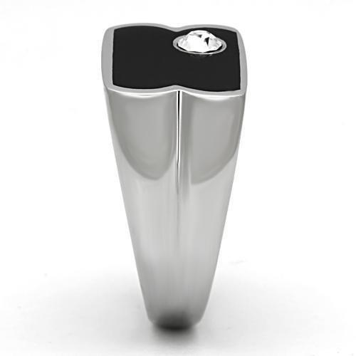 High polished (no plating) Stainless Steel Ring with Top Grade Crystal in Clear